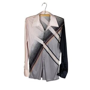 Vintage 70s Sears Kings Road Abstract Button Down Shirt Mens M Disco